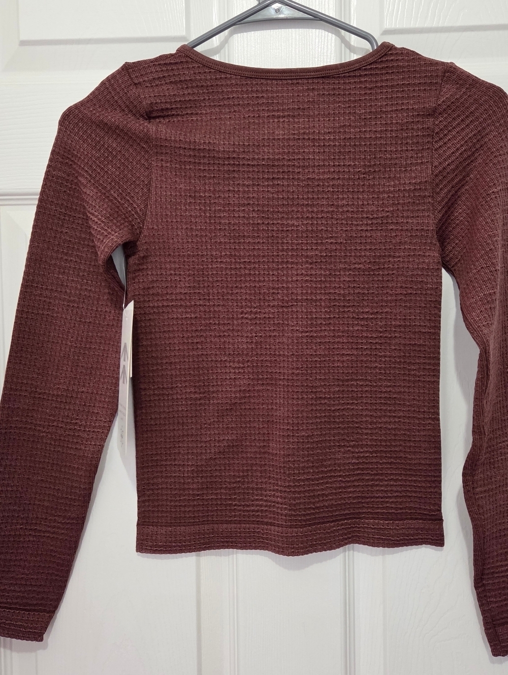 Aura Girl's Long Sleeve Waffle Knit Brown Shirt  Size M/L - Picture 2 of 6